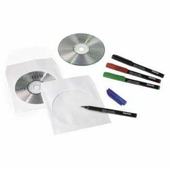 HAMA CD/ DVD-ficka Papper Vit 100-pack (00051174)
