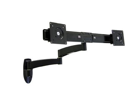 Ergotron 200 Series monteringssett - justerbar arm - for 2 LCD-skjermer - svart (45-231-200)