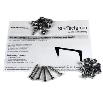 StarTech 4U Wall Mount Patch Panel Bracket - 19 inch Steel Vertical Mounting Bracket for Network and Data Equipment (RK419WALLV) - monteringsbrakett - 4U (RK419WALLV)