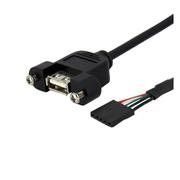 STARTECH StarTech.com 1 ft Panel Mount USB Cable - USB A to Motherboard Header Cable Adapter F/F - USB 2.0 internal Cable (USBPNLAFHD1) - USB internal to external cable - USB (F) to 5 pin USB 2.0 header (F) - 
