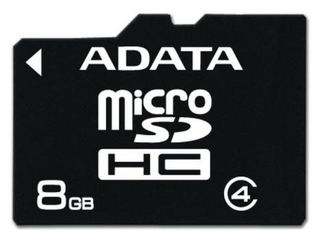 A-DATA SD MicroSD Card  8GB ADATA    SDHC (Class 4) retail (AUSDH8GCL4-R)