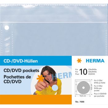 HERMA CD/ DVD-Hüllen je 2 CD/DVD 5 Hüllen transparent        7686 (7686)