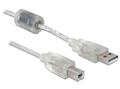 DELOCK USB 2.0 A-B St. m.Ferritk. clear 0,5m (82057)
