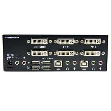 StarTech DVI KVM Switch with Audio & USB 2.0 Hub - 2-Port USB KVM Switch - 1920 x 1200 - Dual Monitor KVM Switch (SV231DD2DUA) - KVM / lyd / USB-svitsj - 2 porter (SV231DD2DUA)