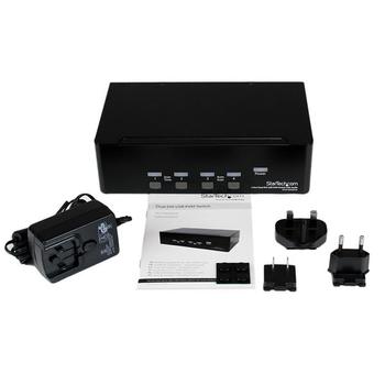 STARTECH 4 Port Dual DVI USB KVM Switch with Audio & USB 2.0 Hub (SV431DD2DUA)