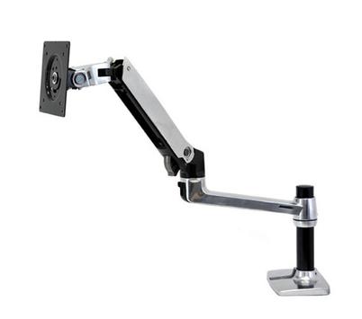 Ergotron LX Desk Mount LCD Arm - Monteringssett (leddarm, skrivebordsklemmemontering,  utvidelsesadapter,  maljemonteringsfot,  7"-stang) for LCD-skjerm - polert aluminium - skjermstørrelse: inntil 34" (45-241-026)