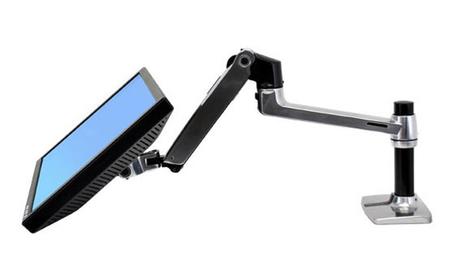 Ergotron LX Desk Mount LCD Arm - Monteringssett (leddarm, skrivebordsklemmemontering,  utvidelsesadapter,  maljemonteringsfot,  7"-stang) for LCD-skjerm - polert aluminium - skjermstørrelse: inntil 34" (45-241-026)