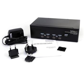 STARTECH 4 Port DVI VGA Dual Monitor KVM Switch USB with Audio & USB 2.0 Hub (SV431DDVDUA)