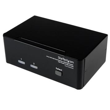 StarTech 2 Port KVM Switch - DVI and VGA w/ Audio and USB 2.0 Hub - Dual Monitor / Display / Screen KVM Switch - DVI VGA (SV231DDVDUA) - KVM / lyd / USB-svitsj - 2 porter (SV231DDVDUA)