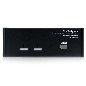 STARTECH 2 Port DVI VGA Dual Monitor KVM Switch USB with Audio (SV231DDVDUA)