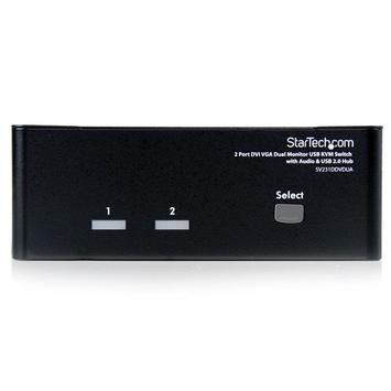 StarTech 2 Port KVM Switch - DVI and VGA w/ Audio and USB 2.0 Hub - Dual Monitor / Display / Screen KVM Switch - DVI VGA (SV231DDVDUA) - KVM / lyd / USB-svitsj - 2 porter (SV231DDVDUA)