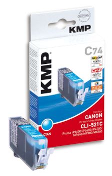 KMP C74 ink cartridge cyan compatible with Canon CLI-521 C (1510,0003 $DEL)