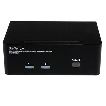 STARTECH StarTech.com Dual Monitor DisplayPort KVM Switch - 2 Port - USB 2.0 Hub - Audio and Microphone - DP KVM Switch (SV231DPDDUA) - KVM / audio switch - 2 x KVM / audio - 1 local user - desktop - for P/N:  (SV231DPDDUA)