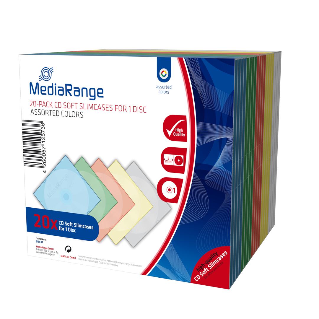 MediaRange - Retail-Pack CD-Soft-Slimcase Color (5x4) - tynn CD-oppbevaringseske