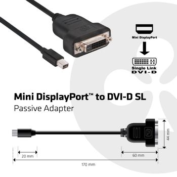 CLUB 3D MINI-DP TO DVI SINGLE LINK CABLE (CAC-1100)