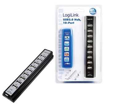 LOGILINK USB2.0 HUB 10 ports liste m. psu (UA0096)