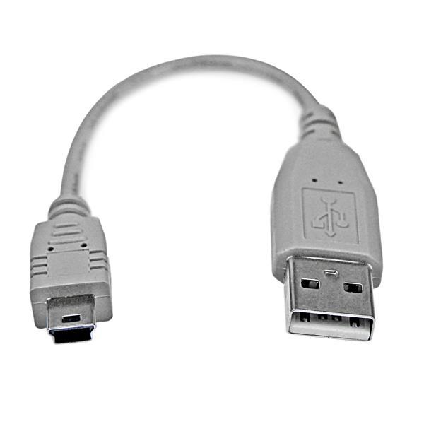 StarTech - 6 in. USB to Mini USB Cable - USB 2.0 A to Mini B - Gray - Mini USB Cable (USB2HABM6IN) - USB-kabel - USB til mini-USB type B - 15 cm
