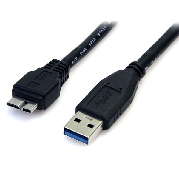 StarTech - 0.5m (1.5ft) Black SuperSpeed USB 3.0 Cable A to Micro B - USB 3.0 Micro B Cable - 1x USB 3 A (M), 1x USB 3 Micro B (M) 50cm (USB3AUB50CMB) - USB-kabel - Micro-USB Type B til USB-type A - 50 cm