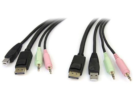 STARTECH "1,8m 4-in-1 USB DisplayPort KVM Switch Cable w/ Audio & Microphone" (DP4N1USB6 $DEL)