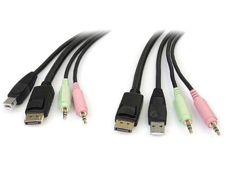 StarTech 4-in-1 USB DisplayPort KVM Switch Cable w/ Audio & Microphone - video- / USB / audio-kabel - 1.8 m (DP4N1USB6)