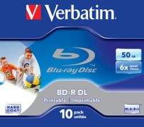 VERBATIM 1x10 BD-R Blu-Ray 50GB 6x Speed printable Jewel Case