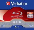 VERBATIM 1x5 BD-RE Blu-Ray 50GB 2x Speed, White Blue Surface JC