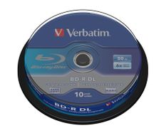 VERBATIM 1x10 BD-R Blu-Ray 50GB 6x Speed, white blue Cakebox