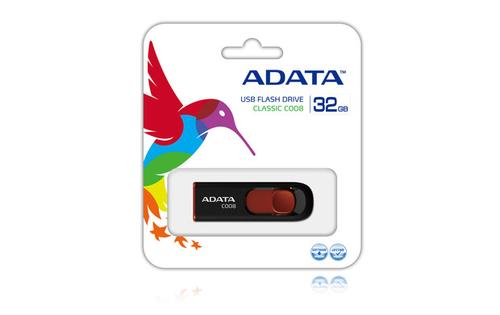 A-DATA ADATA 32GB USB Stick C008 Slider USB 2.0 black red (AC008-32G-RKD)