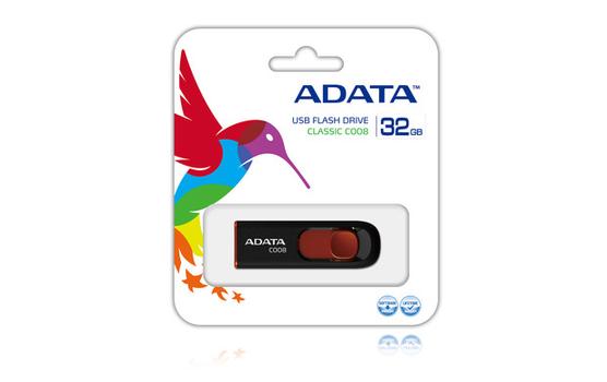 A-DATA 32GB USB Stick C008 Slider USB 2.0 black red (AC008-32G-RKD)