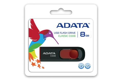 A-DATA ADATA 8GB USB Stick C008 Slider USB 2.0 black red (AC008-8G-RKD)