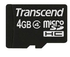 TRANSCEND - Flash memory card - 4 GB - Class 4 - microSDHC (TS4GUSDC4)