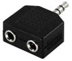 DELTACO Y-adapter audio, 1x3.5mm male to 2x3.5mm female (AA-2)