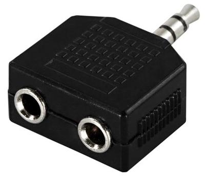 DELTACO Y-adapter audio, 1x3.5mm male to 2x3.5mm female (AA-2)