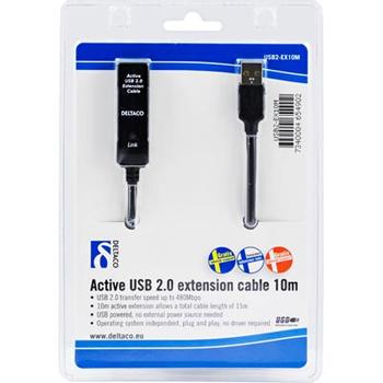 DELTACO USB 2.0 USB extension cable 10m (USB2-EX10m)