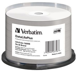 VERBATIM CD-R 52X White Thermal Proffes- (43756)