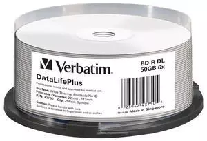 VERBATIM BD-R DL 50GB 6X, 25 pack (43750)