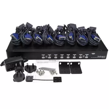 StarTech 8 Port 1U Rackmount USB KVM Switch Kit with OSD and Cables - Rack mount KVM - VGA KVM Switch - 8 Port KVM Switch (SV831DUSBUK) - KVM-svitsj - 8 porter - rackmonterbar (SV831DUSBUK)