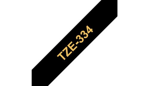 BROTHER Tape BROTHER TZ334 12mmx8m gull på sort (TZ-334)