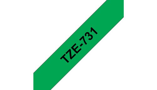 BROTHER TZ 12mm sort på grøn (TZE731)