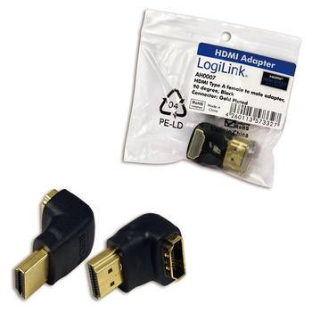 LOGILINK HDMI Adapter 90 Grader Han-Hun Sort Guld (AH0007)