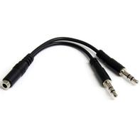 StarTech 4 Position to 2x 3 Position 3.5mm Headset Splitter Adapter F/M - Hodetelefonsplitter - ministereojakk (hann) til 4-polsminijakk (hunn) - svart