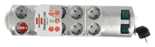 BRENNENSTUHL extension socket 10-way silver 2m H05VV-F 3G1,5 each 5 sockets switch (1153390120)