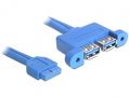 DELOCK intern kabel för USB 3.0. IDC20 ha - 2xUSB 3.0 A ho, 0,45m, blå