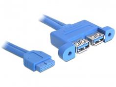 Delock USB 3.0 Pin Header - intern-til-ekstern USB-kabel - 19-pins USB 3.0-plugg til USB-type A - 45 cm