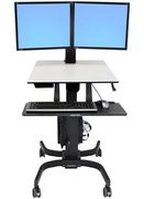 Ergotron WorkFit-C Dual Sit-Stand Workstation - Vogn for 2 LCD-skjermer / tastatur / mus / CPU - forsinket stål, pulverbelagt stål - grå, svart - skjermstørrelse: 24.5"