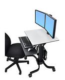 Ergotron WorkFit-C Dual Sit-Stand Workstation - Vogn for 2 LCD-skjermer / tastatur / mus / CPU - forsinket stål, pulverbelagt stål - grå, svart - skjermstørrelse: 24.5" (24-214-085)