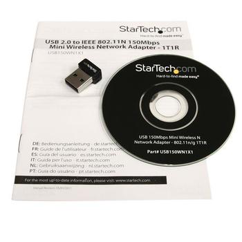 STARTECH StarTech.com USB 150Mbps Mini Wireless N Network Adapter - 802.11n/g 1T1R (USB150WN1X1) - Netwerkadapter - USB 2.0 - 802.11b/ g/ n - zwart - voor P/N: R150WN1X1T (USB150WN1X1)