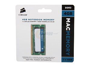 CORSAIR DDR3 PC1333 4GB CL9 SO-DIMM for Mac (CMSA4GX3M1A1333C9 $DEL)