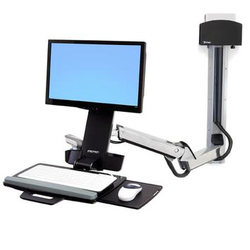 Ergotron StyleView Sit-Stand Combo System monteringssett - for LCD-skjerm / tastatur / mus / strekkodeskanner / CPU - liten CPU-holder - polert aluminium (45-273-026)