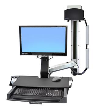 Ergotron StyleView Sit-Stand Combo System with Worksurface monteringssett - for LCD-skjerm / tastatur / mus / strekkodeskanner / CPU - liten CPU-holder - polert aluminium (45-272-026)